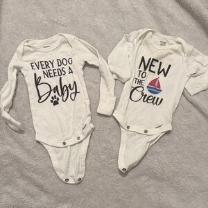 White Baby One Piece Set - Nautical and Pet Theme